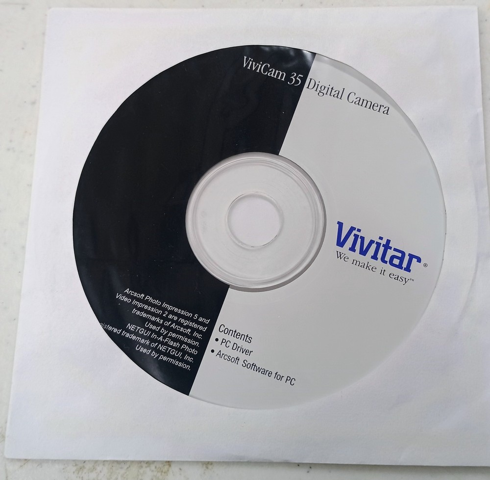 Vivitar ViviCam 35 Digital Camera Driver & Software CD for PC