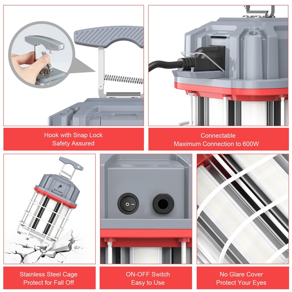 100W Linkable LED Temporary Hanging Work Light Portable Job Site Working Light