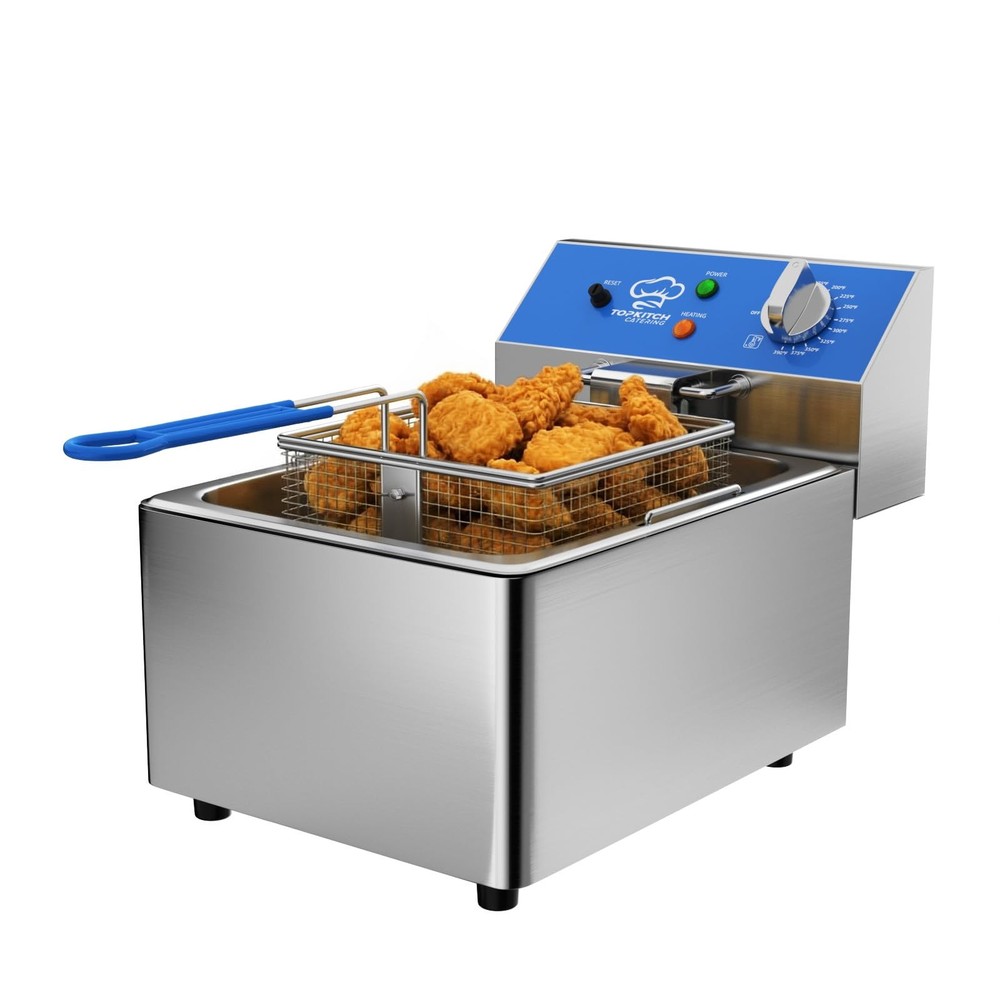 6L Electric Deep Fryer with Removable Oil Container and Handle, Solid Wire Me...