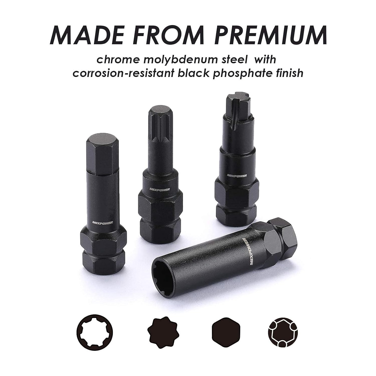 16 pcs Locking Lug Nut Master Key Set of Spline Star and Hex Style Keys