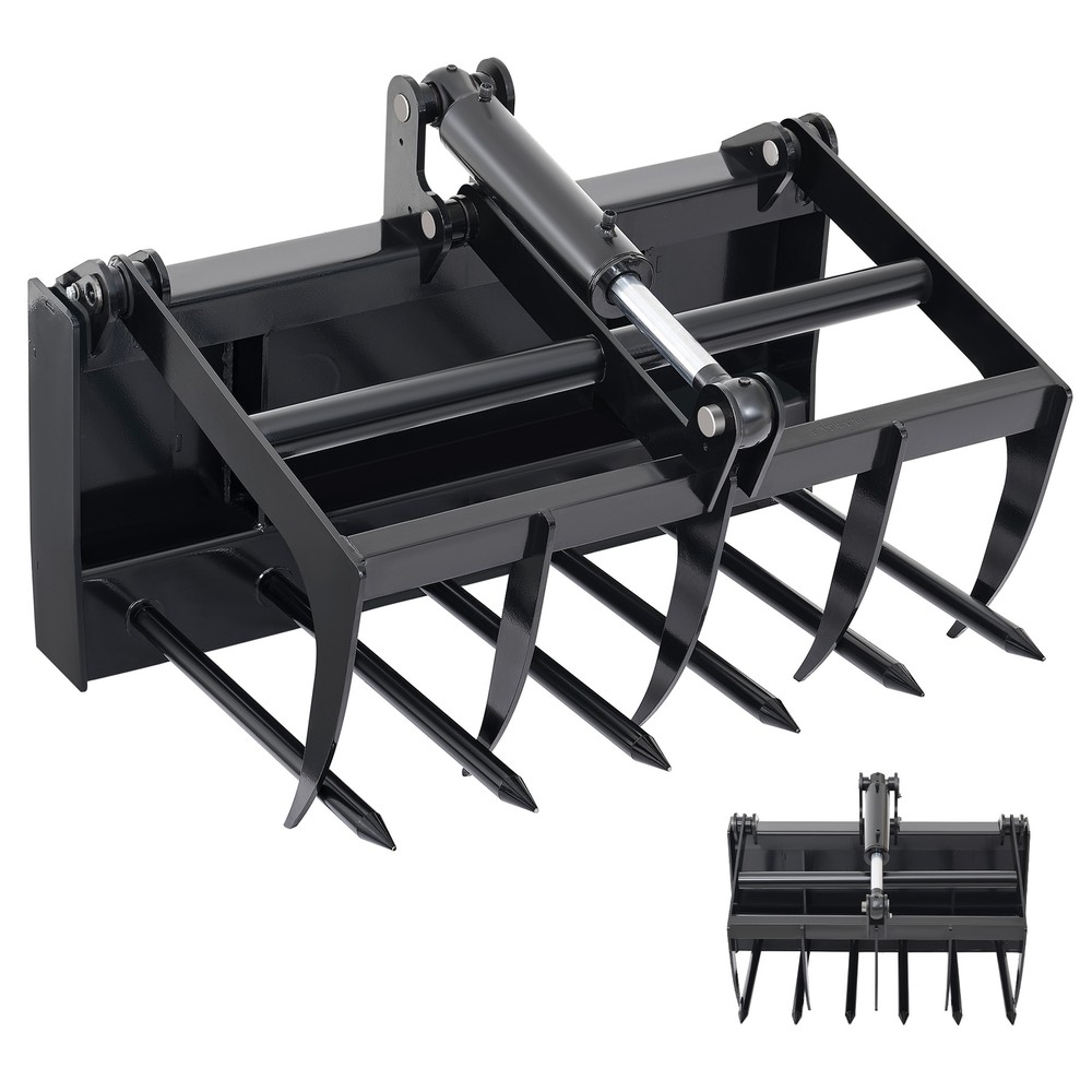 CREWORKS Mini Skid Steer Hydraulic Fork Root Grapple Attachment Grab 38" Long