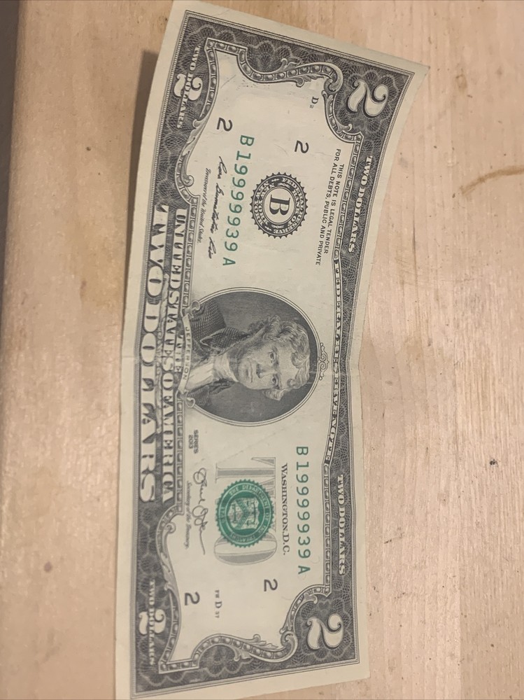2013 $2 dollar bill Wild Number
