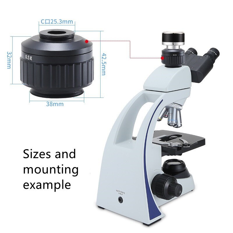 Trinocular Stereo Microscope Ring 0.5X C/CS Industrial Camera CCD Adapter CTV
