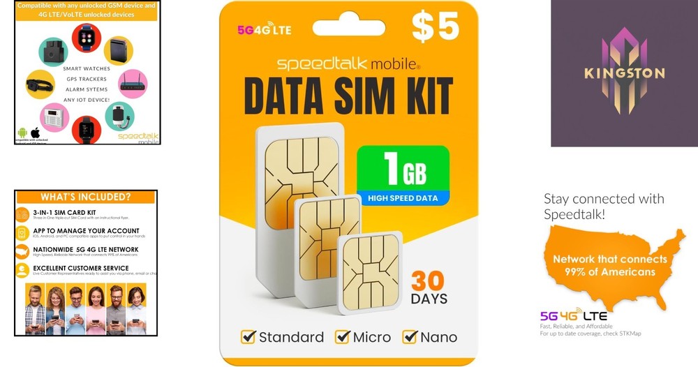 Quick Activate 1GB 4G LTE SIM Kit - Compatible Anywhere with Flexible Plans