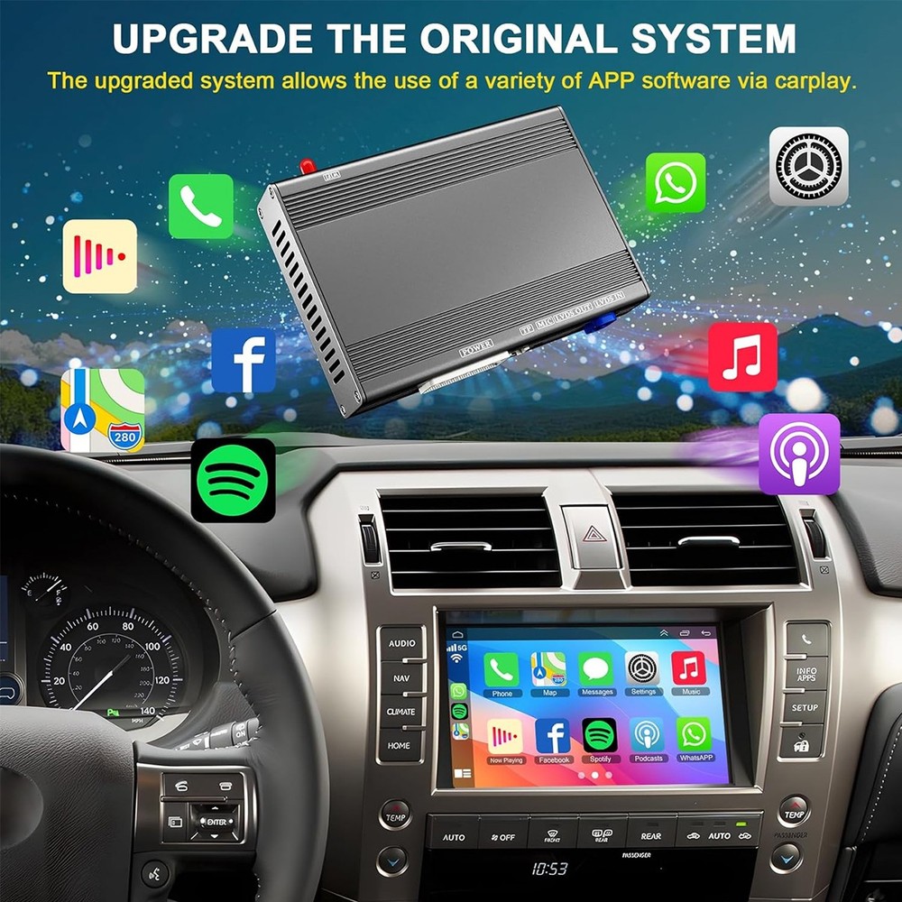 Wireless CarPlay Android Auto Retrofit Kit Decoder Box for Lexus GX460 2014-2021