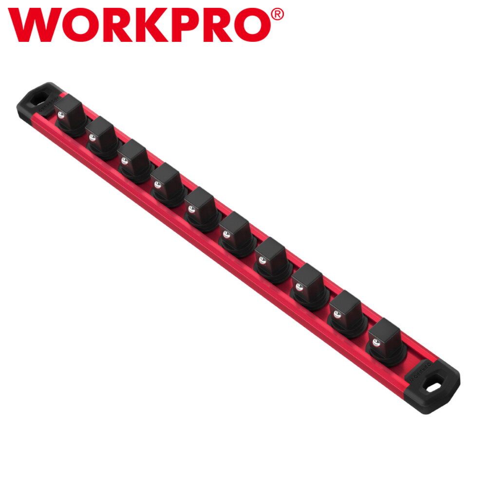 WORKPRO 3/8 Drive Magnetic Socket Organizer Socket Rail Heavy Duty Socket Holder