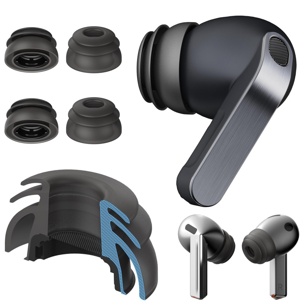 Premium Multi-Flange Eartips for Galaxy Buds3 Pro/Galaxy Buds4 Medium, Black