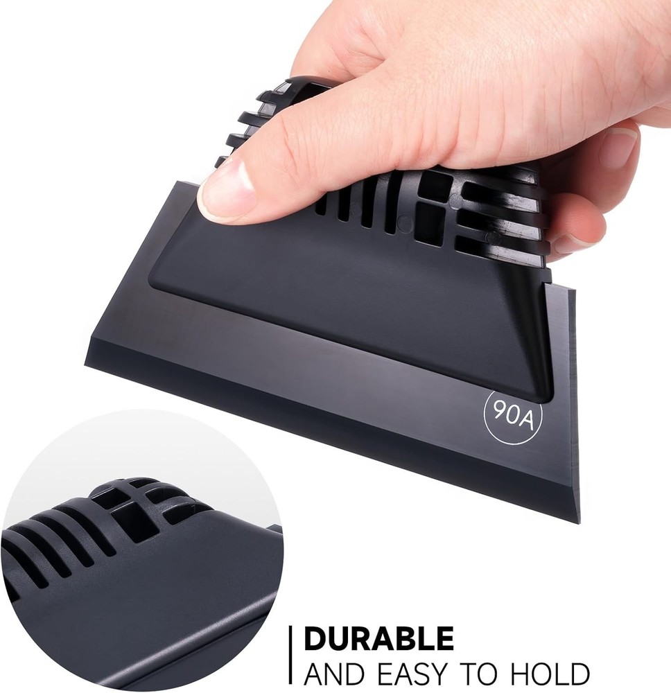 FOSHIO Black Small Squeegee, Non-Slip Handle Rubber PPF Squeegee for
