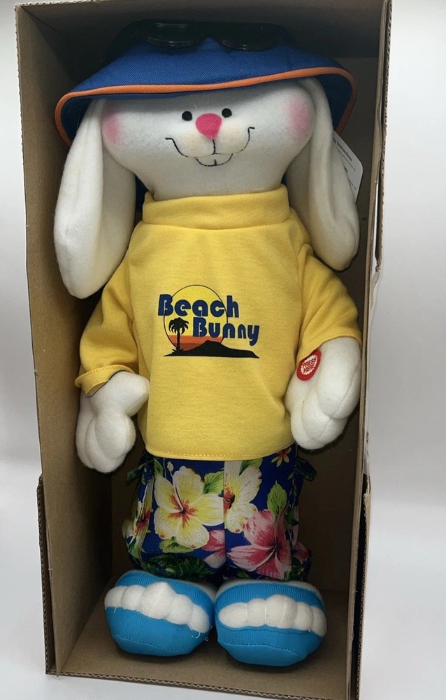 Lifestyle Studios Bouncing & Singing Eeaster Beach Bunny Plush Toy Untested ASIS