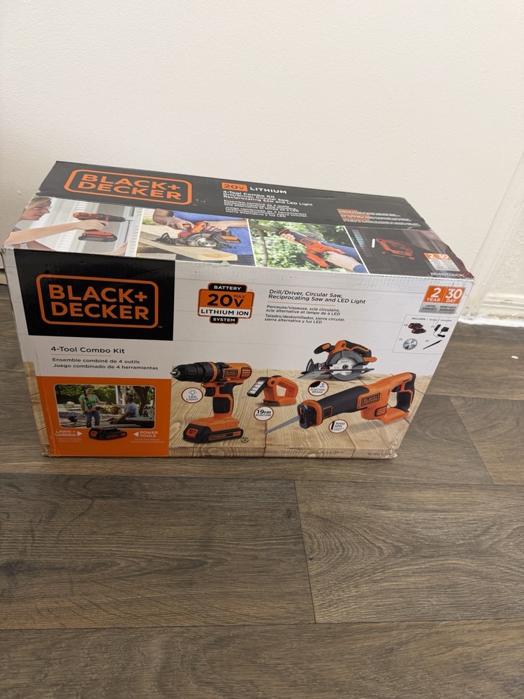 NEW! BLACK+DECKER BD4KITCD7CSMSL Cordless 20V MAX  4 Tool Combo Kit SEALED