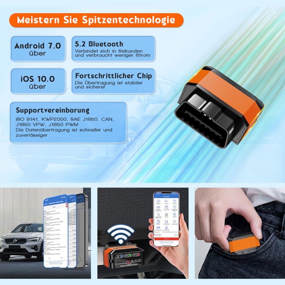 ELM327 Bluetooth OBD2 Code Reader Car Diagnostic Scanner for Android and iOS