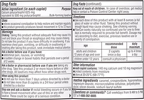 Fibercon Fiber Therapy For Regularity Supplement 140 Caplets