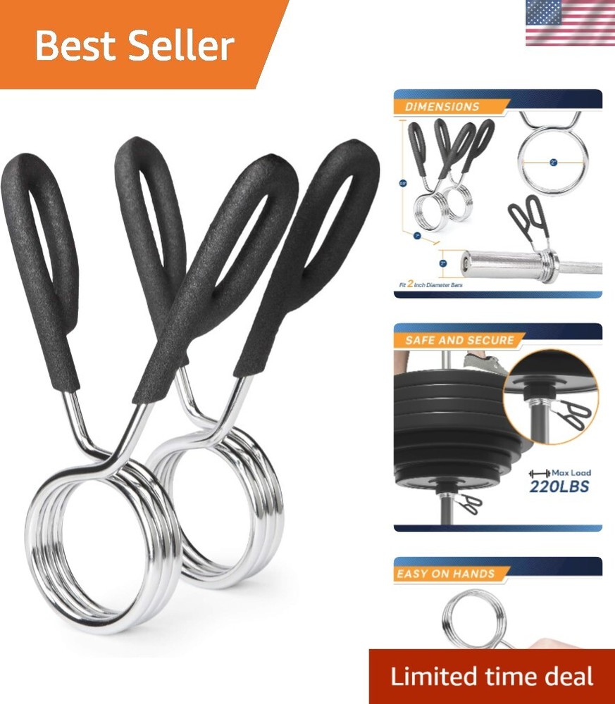 Secure 2-Inch Olympic Weight Bar Spring Collars – Strong & Durable Pair