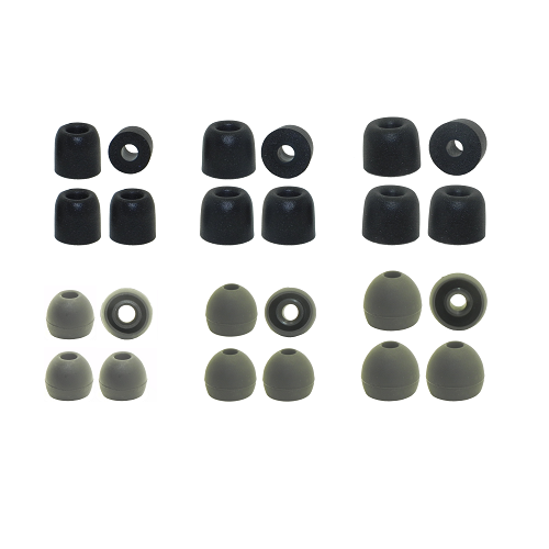Replacement Earbud Tips Soundpeats - 6 pr. Silicone & 6 pr. Memory Foam Ear Tips