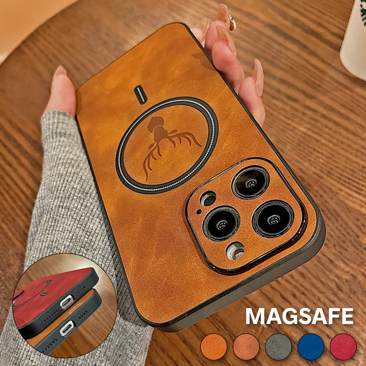 Deer Leather Shockproof MagSafe Case For iPhone 15 14 Plus 13 Pro Max 12 11