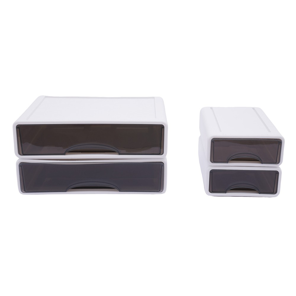 Office Storage Box with 4 Drawers Plastic Stackable Storage Drawers Organizer