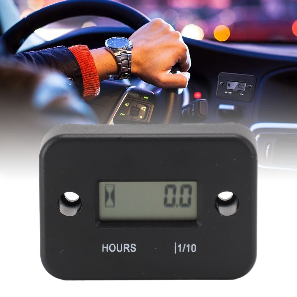 Digital Hour Meter High Accuracy LCD Display Mini Waterproof Engine