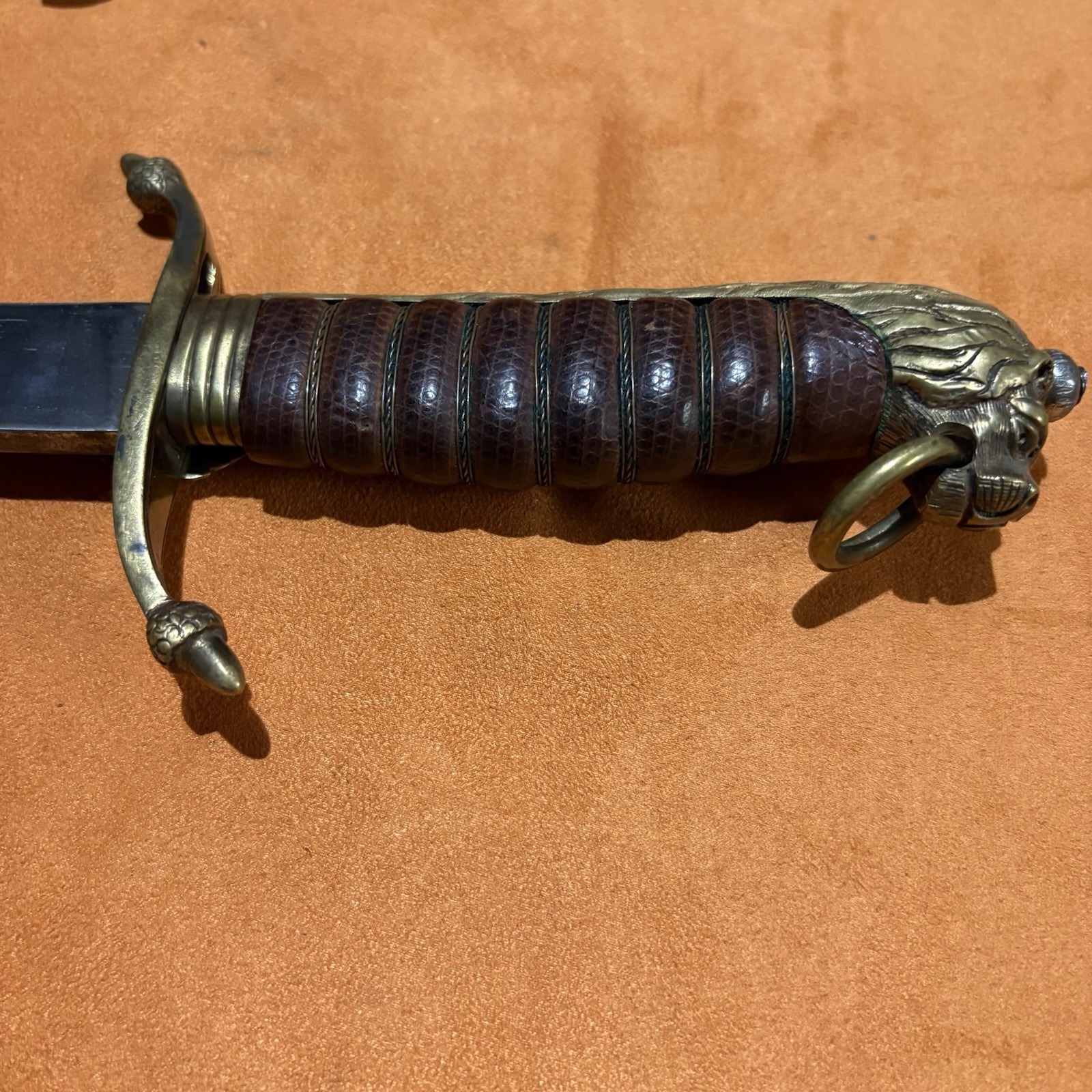 WW1 British Naval Lion Head Engraving Sword