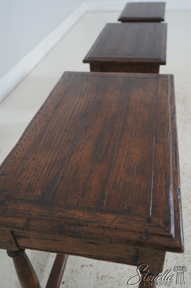 72043: GUY CHADDOCK Jacobean Distressed Oak Nesting Tables