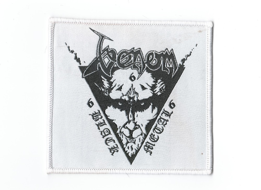 VENOM, BLACK METAL,SEW ON WHITE BORDER WOVEN PATCH