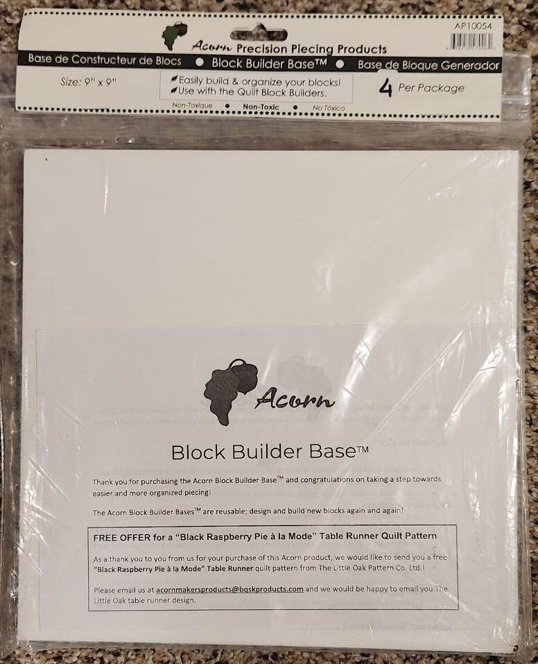 Acorn Block Builder Base 9" x 9" Precision Piecing Quilting Sewing 4 Pack NIP