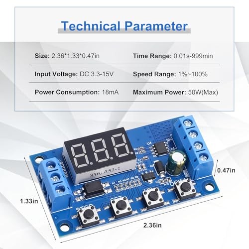Motor Controller, ICSTATION DC 3.3V-15V Motor Forward/Reverse Controller 50W