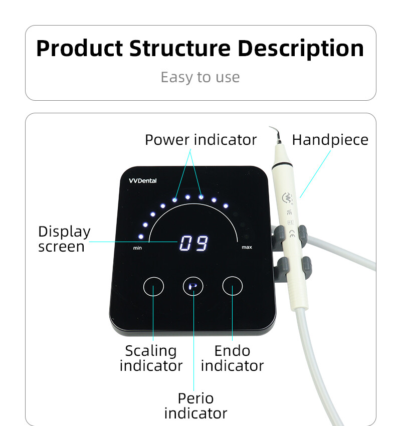 Ultrasonic Dental Piezo Scaler Handpiece 5 Tips Fits EMS Cavitron Woodpecker FDA