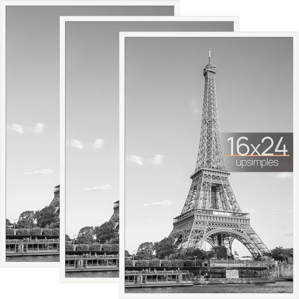 upsimples 16x24 Picture Frame, Scratch-Proof Poster Frames, 3 Pack, White