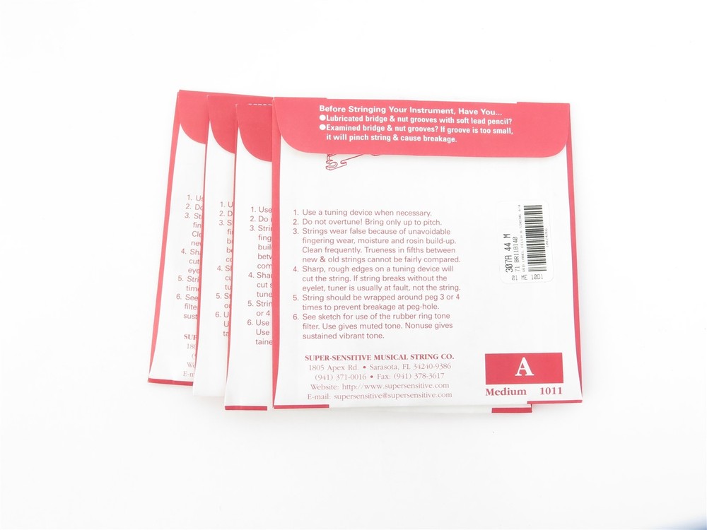 Super Sensitive Musical String Co. Red Label Cello Strings 4 Pack A C D G Medium