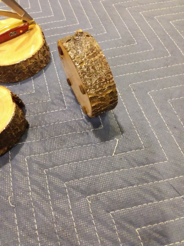 2-- KNIFE DISPLAY STANDS, SOLID PEAR WOOD