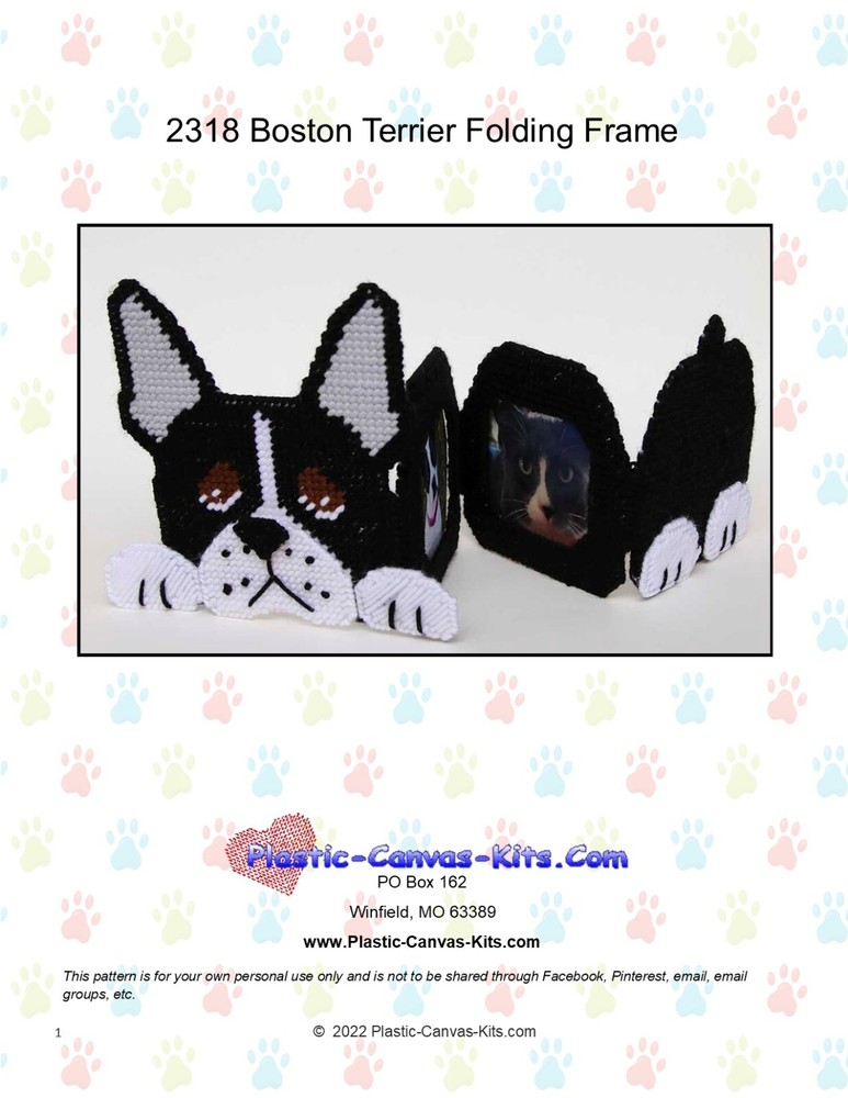 Boston Terrier Folding Frame-Plastic Canvas Pattern or Kit