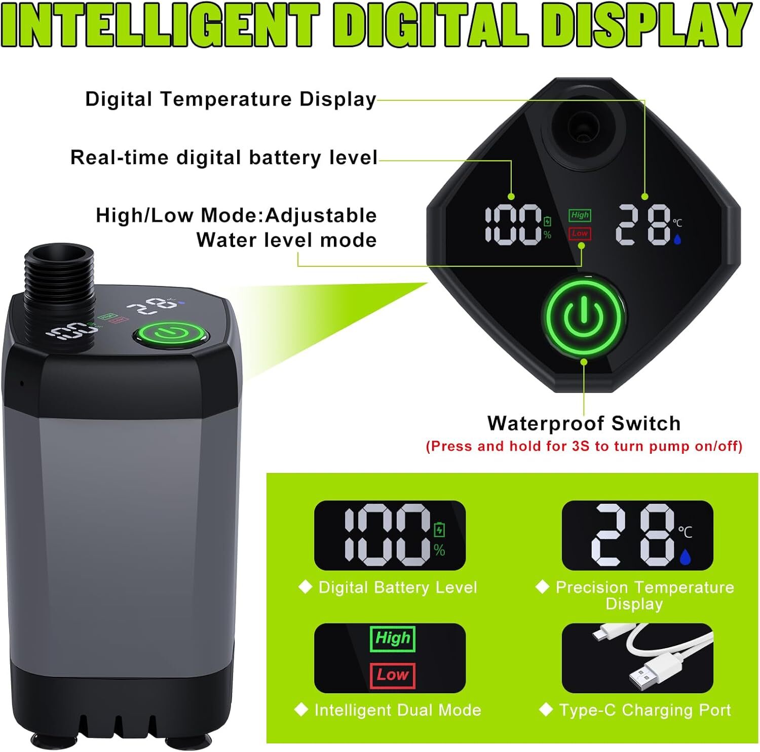 Portable Shower for Camping, 6000mAh Rechargeable Camping Shower 4 Spray Modes