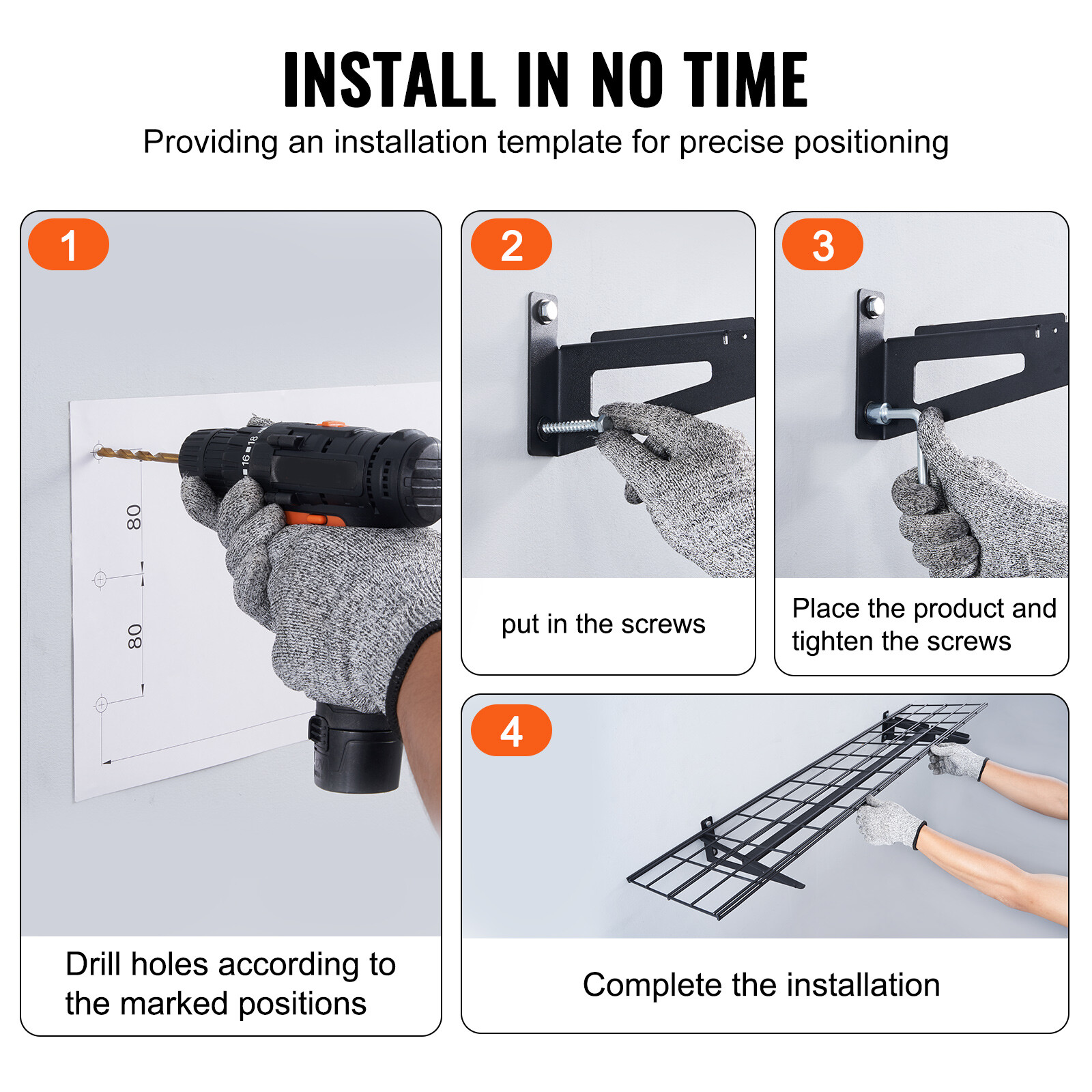 VEVOR 2PCS 4x1 ft Garage Storage Rack Shelving Heavy Duty Wall Mounted Shelving