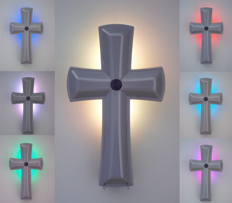 MEIRA Light Cross SILVER (motion sensor controlled 10" illuminating wall cross)