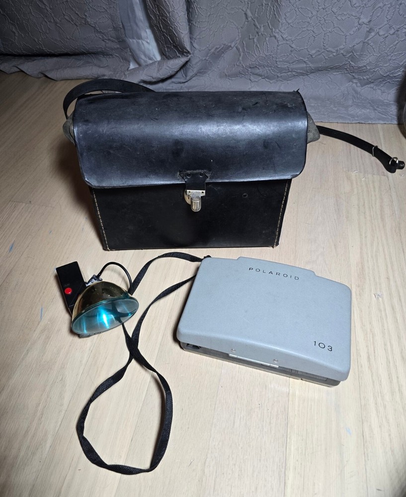 Vintage Polaroid Automatic 103 Folding Land Camera,  Case, Strap & Accessories