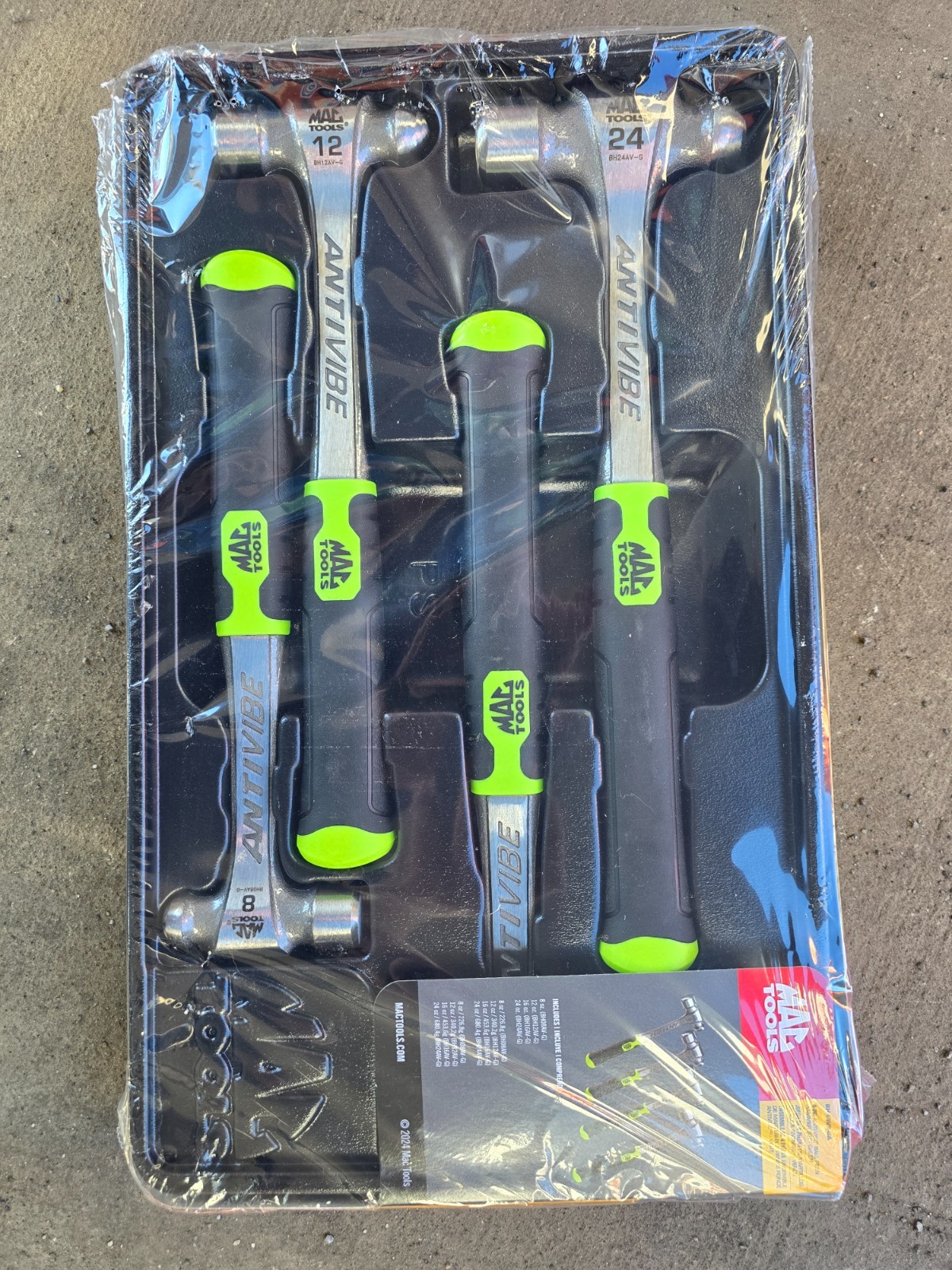 Mac Tools 4-PC. Anti-Vibe Ball Peen Hammer Set - Green BH4AVS-G NEW