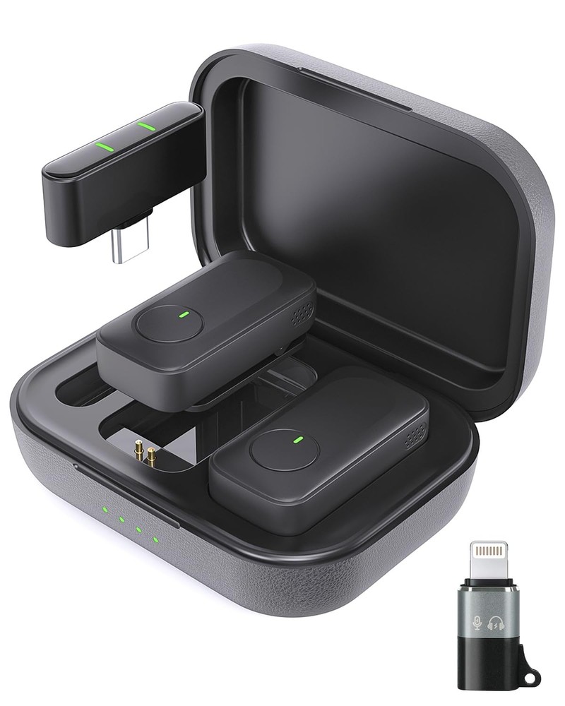 Wireless Lavalier Microphone for iPhone/Android Phone/Laptop/PC, Mini Lapel M...