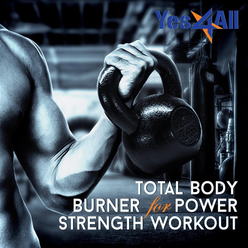 High Quality 15lb Solid Cast Iron Kettlebell Black for Strength Training