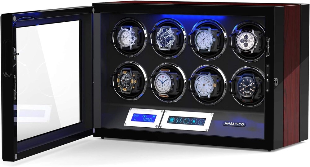 Winding Machine 8 Winding Machine Automatic LCD/LED Black Luxury Case JAPAN NEW