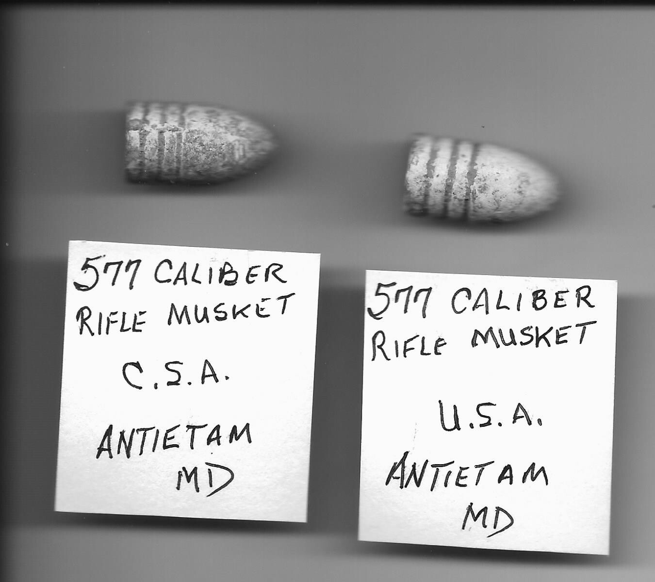 NICE Pair Antietam Civil War Genuine Bullets. A CONFEDERATE AND a UNION Bullet
