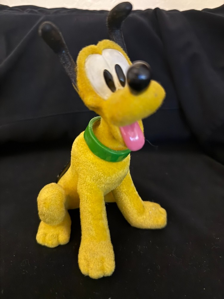 PLUTO BOBBLEHEAD Walt Disney Flocked Resin 7"
