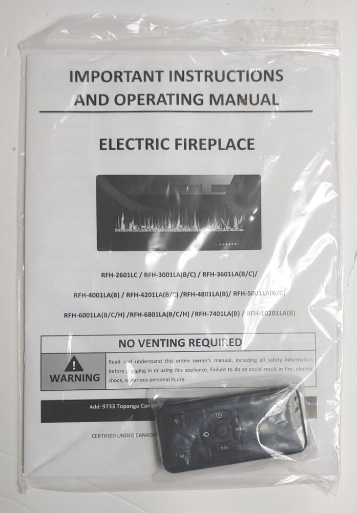 Electric Fireplace 36" Touchscreen with Remote Control