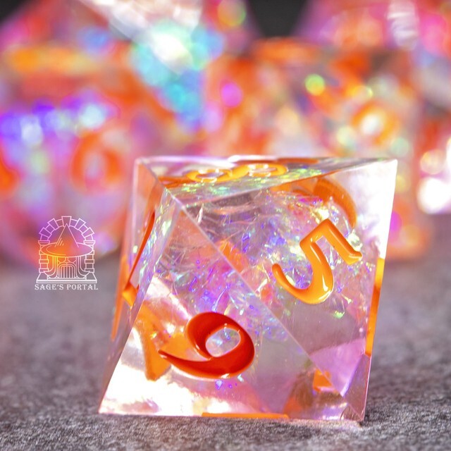 Sage's Crystals - Summer Sharp Edge Resin Polyhedral Dice Set DnD RPG