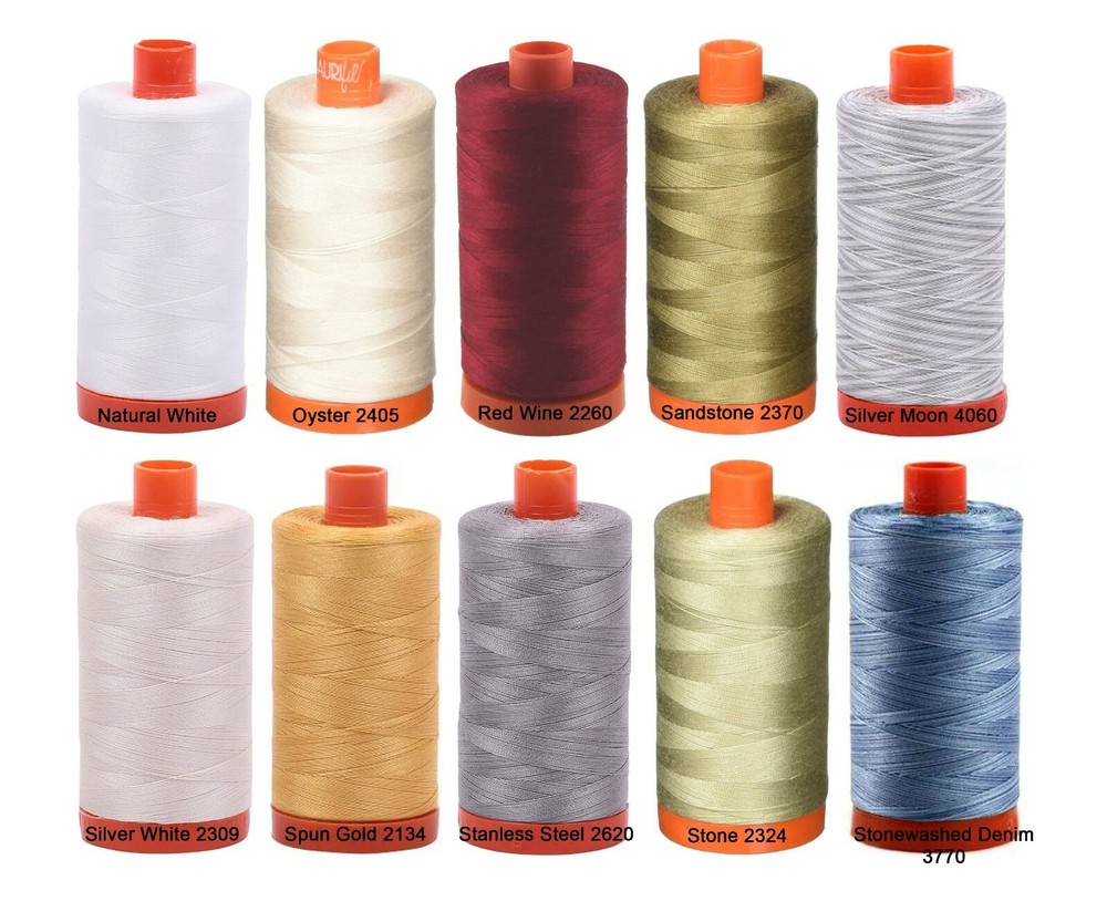 Aurifil 50WT Solid - Mako Cotton Thread - 1422 Yards Each Spoon