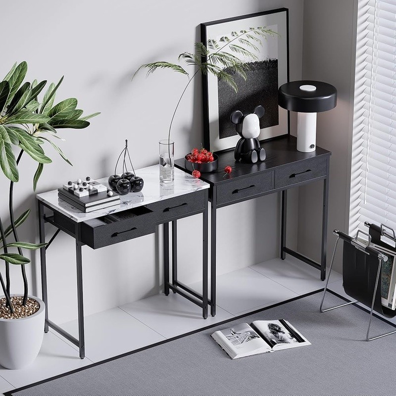 Compact Computer Desk W/ 2 Fabric Drawers Small Space Solution Home Office New