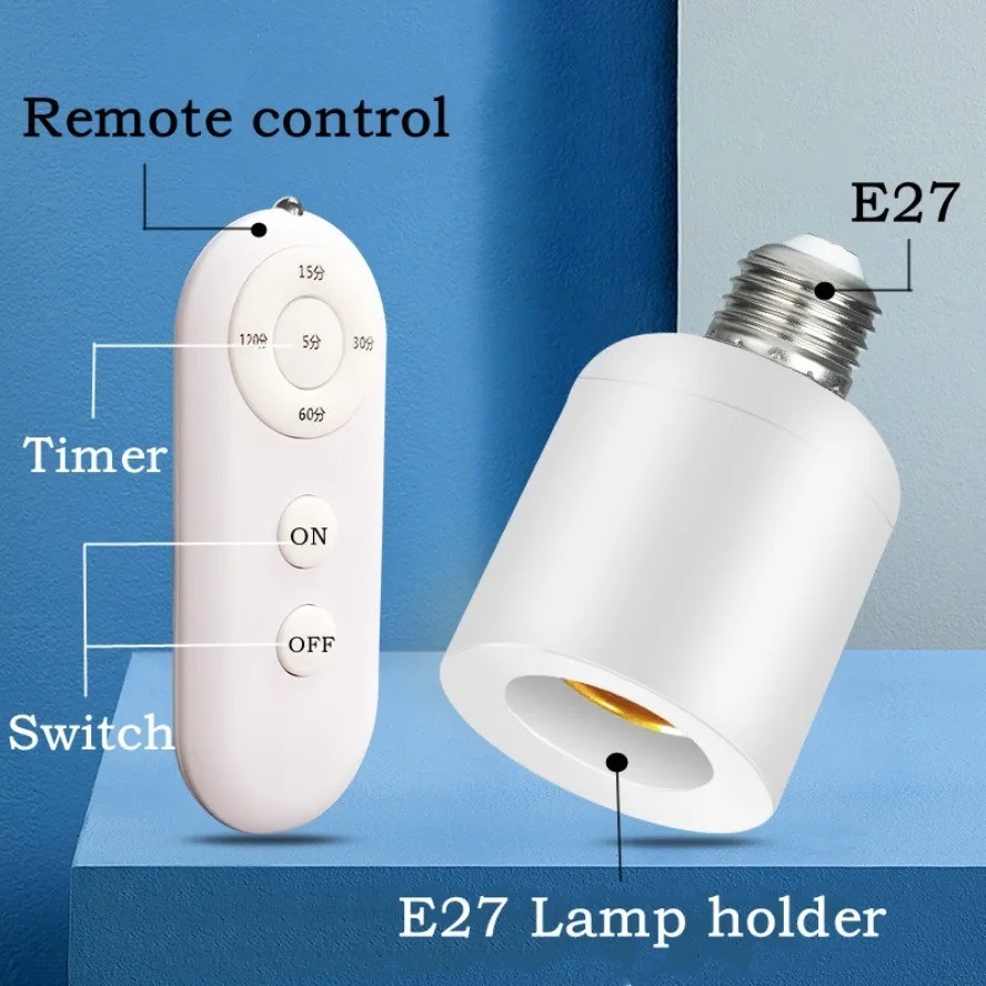 Wireless Remote Control Light Lamp E27 Screw Bulb Base Holder Cap Socket Switch