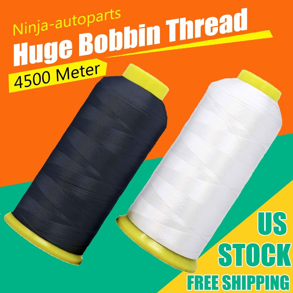 Two Pack Huge 5000 yards Cone Spool Bobbin Thread Black/White Machine Embroidery