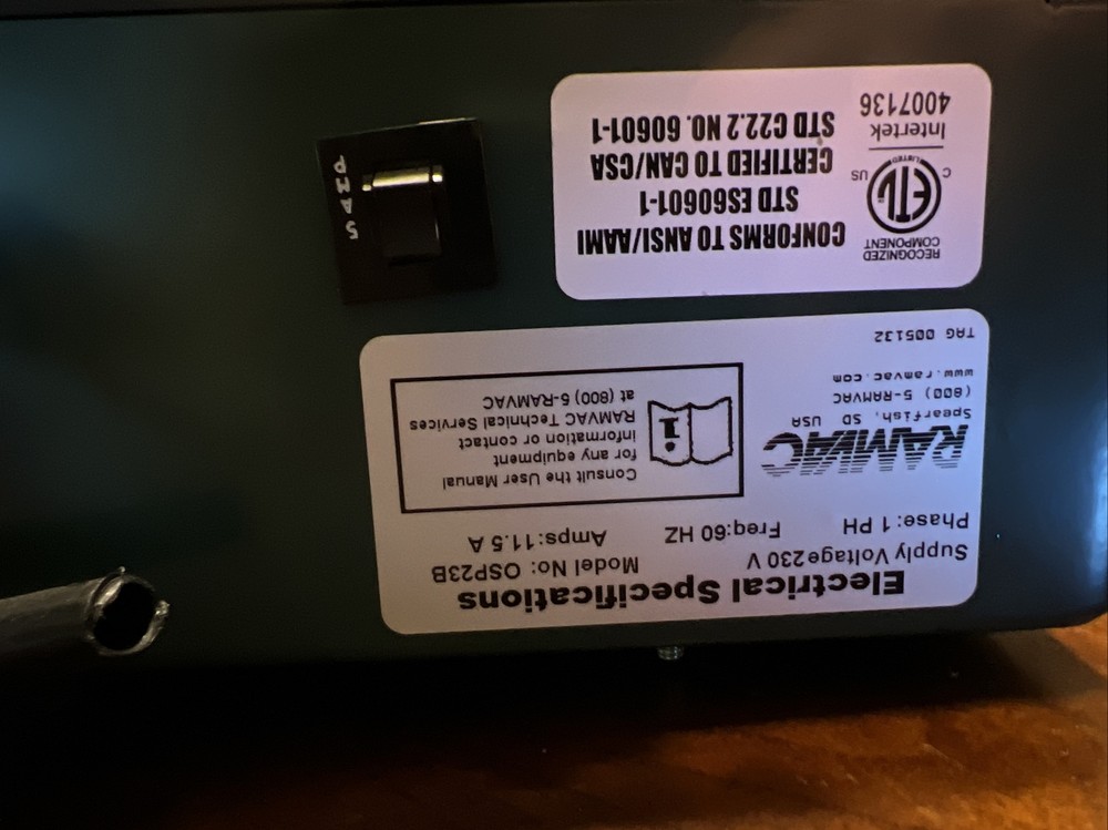 Ram vac Osprey 23B Main Control