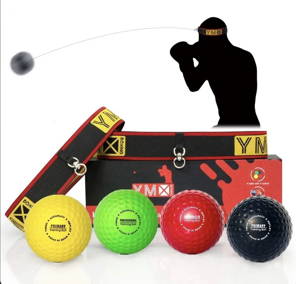 YMX BOXING® Ultimate Reflex Ball Set with Counter App - 4 React Reflex Ball Plus