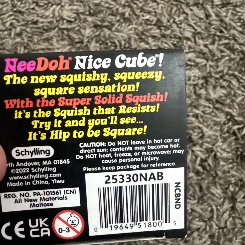 Schylling NeeDoh Nice Cube BLUE Squeeze Toy with Super Solid Squish. Fast Ship